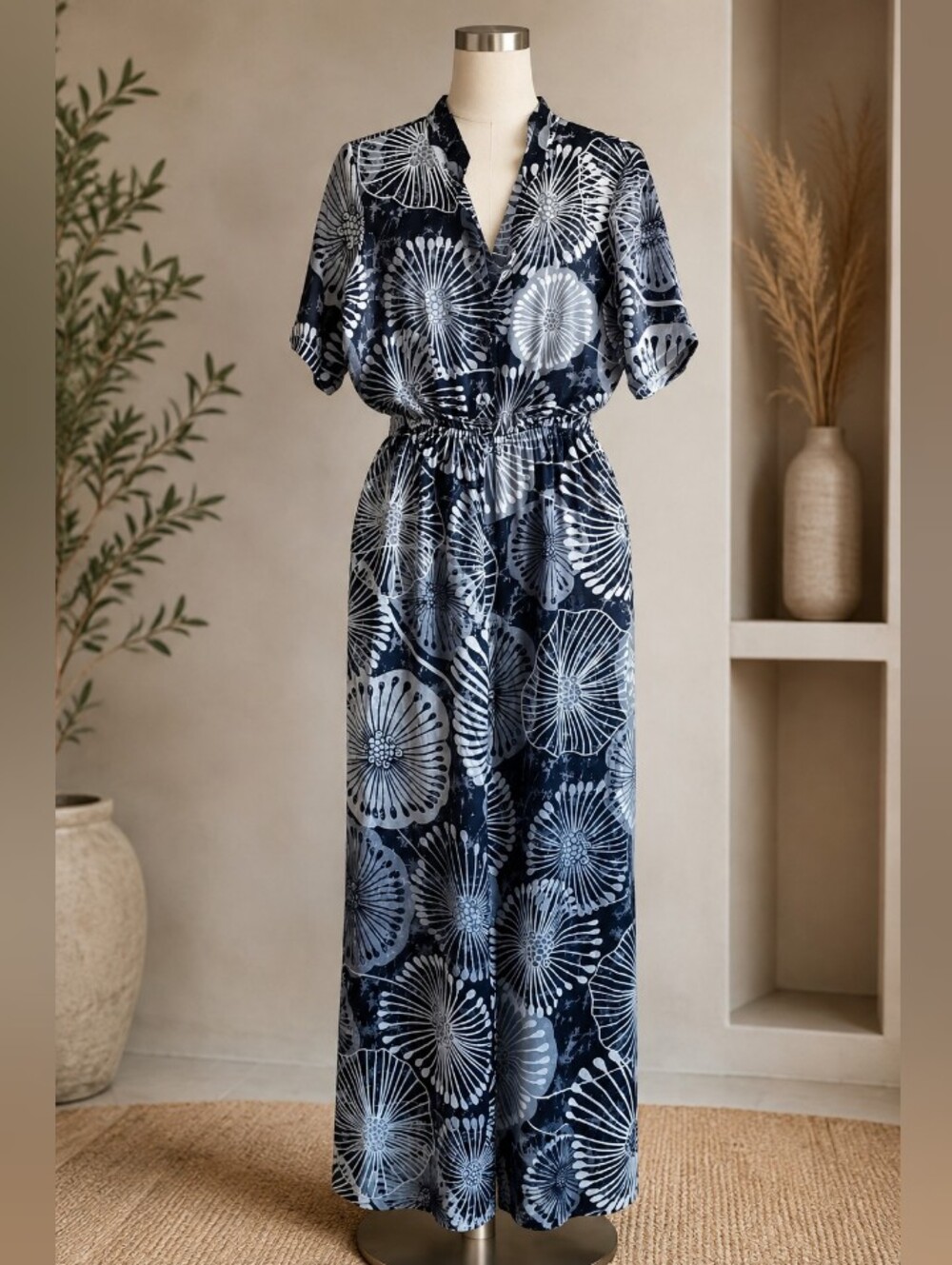 MARIE FRANCE VAN DAMME silk Jumpsuit  In Black/white/gray M